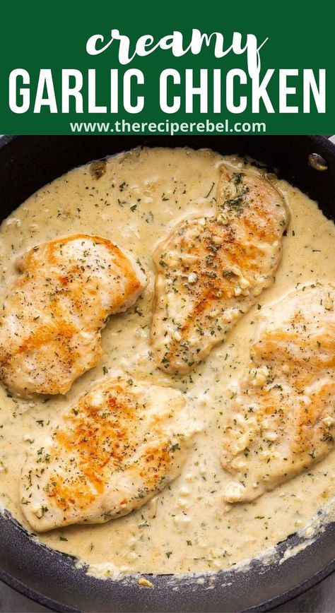 Pin on one pan Chicken dinner recipes Creamy Garlic Baked Chicken, Chicken Chicken Broth Recipes, Creamy Chicken Recipes Healthy, Easy Chicken One Pan Recipes, Garlic Cream Sauce Chicken, Chicken Breast Recipes Low Sodium, Creamy Healthy Chicken, Chicken With Pan Sauce Recipes, Easy Chicken Broth Recipes