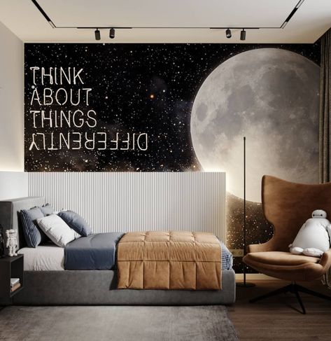 Modern Eclectic Decor Bedroom, Space Bedroom Boys, Teenager Bedroom Design, Teenager Bedroom Boy, Teenage Boy Room, Luxury Bedroom Decor, Orac Decor, Teen Boy Bedroom, Teenager's Room