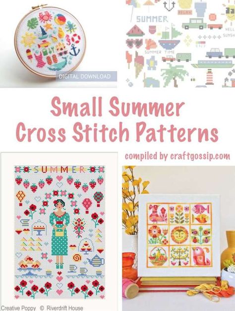 Free Summer Cross Stitch Patterns, Summer Cross Stitch Patterns Free, Summer Cross Stitch Patterns, Sampler Cross Stitch Patterns, Summer Cross Stitch, Stitch Summer, Free Cross Stitch Designs, Cross Stitch Projects Ideas, Cross Stitch Sampler Patterns