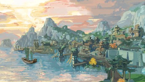 Liyue Harbor, Genshin Impact Liyue, Genshin Impact Wallpaper, Creative Bookmarks, Cute Desktop Wallpaper, Little Doodles, Minimalist Wallpaper, Ipad Wallpaper, Fantasy Landscape