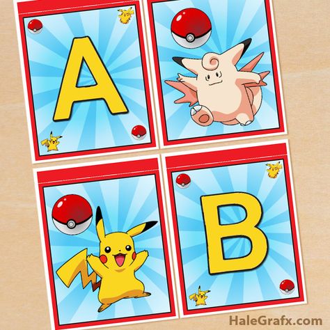 free pokemon banner FREE Printable Pokémon Alphabet Banner Pack Pokemon Alphabet Free Printable, Pokemon Cupcakes Toppers, Pokemon Banner, Birthday Pokemon, Pokemon Printables, Pokemon Cupcakes, Pokémon Birthday, Alphabet Banner, Pokémon Party