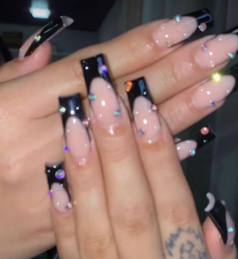 Dark Baddie Nails, Gemini Birthday Nails, Gemini Nails, Nail Aesthetic, Neon Acrylic Nails, Short Gel Nails, Crystal Aesthetic, Work Nails, Nail Idea