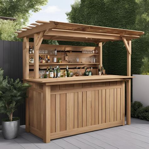 General Exterior Dimensions:  Width: 220 cm (86.6 inches) Depth: 110 cm (35.4 inches) Height: 240 cm (94.5 inches) 🍹 Transform your backyard into the ultimate entertainment space with our DIY Outdoor Bar Plans! 🌞 This sleek and functional wooden bar is perfect for hosting gatherings, serving drinks, or simply enjoying a relaxing evening outdoors. Our professionally designed blueprints and easy-to-follow instructions make it simple to build a beautiful, durable bar that will be the centerpiece Diy Outdoor Bar Plans How To Build, Wooden Outdoor Bar, Build A Portable Bar, Wooden Outside Bar, Diy Outdoor Bar With Cooler, Build Portable Bar, Diy Outdoor Bar Plans, Outdoor Bar Plans, Build Your Own Bar