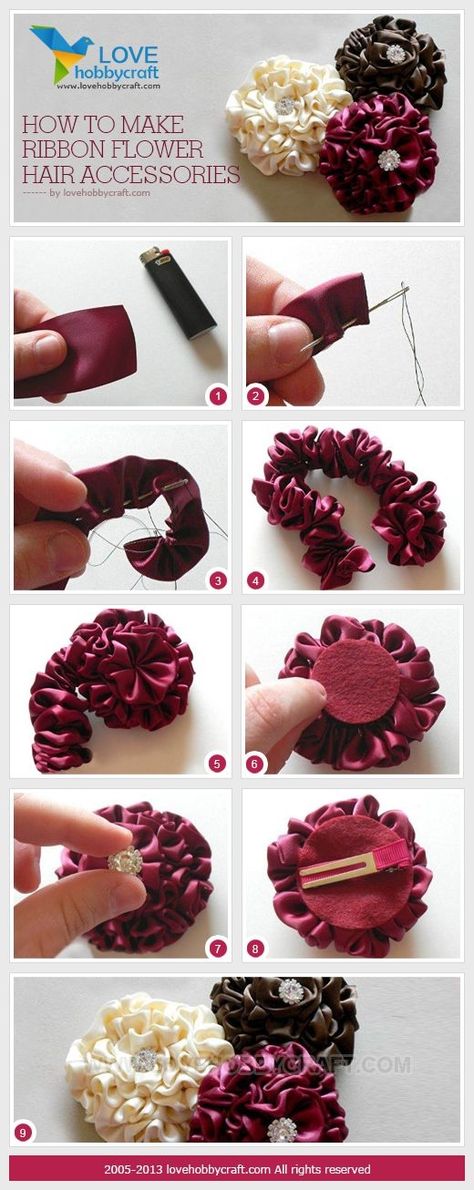 DIY Ribbon Accessories diy crafts craft ideas easy crafts diy ideas crafty easy diy diy hair jewelry diy diy hair accessories craft ribbons Bead Hairclip, Diy Flores, Ribbon Crafts Diy, Diy Bebe, Ribbon Flower, Ribbon Art, Flower Diy, Baby Diy, Satin Flowers