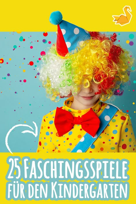 Faschingsspiele für Kinder Karneval Party, Carnival Birthday, Kindergarten, Carnival, Arts And Crafts, Education, Birthday