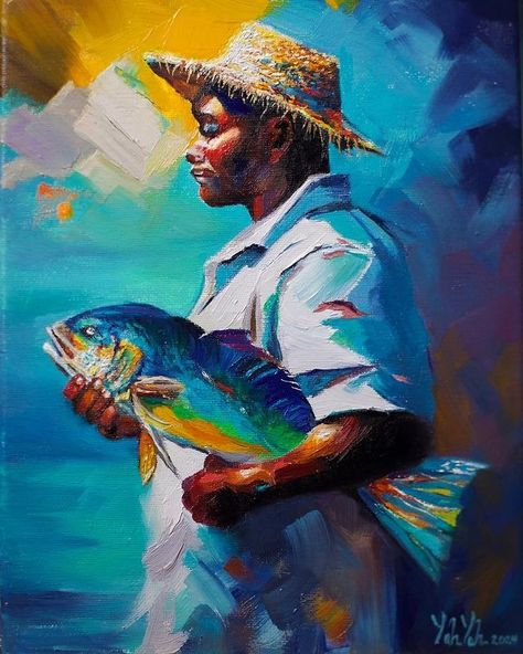 Paintings Ideas, Art Faces, Catch Of The Day, Caribbean Art, Fish Art, Face Art, Poster Making, African Art, Black Art