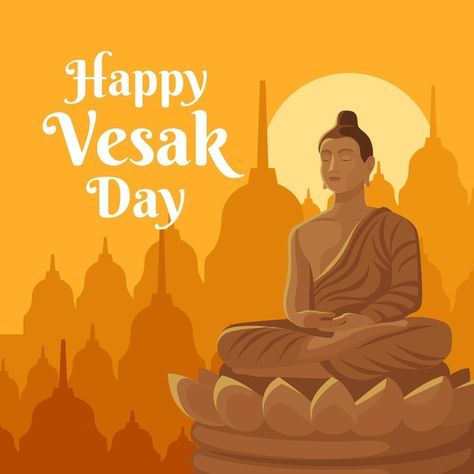 Flat vesak day illustration Free Vector | Free Vector Vesak Day Design, Happy Vesak Day, Wesak Day, Happy Vesak, Vesak Day, Buddha Jayanti, Buddhist Scriptures, Bodhi Tree, Buddhist Traditions