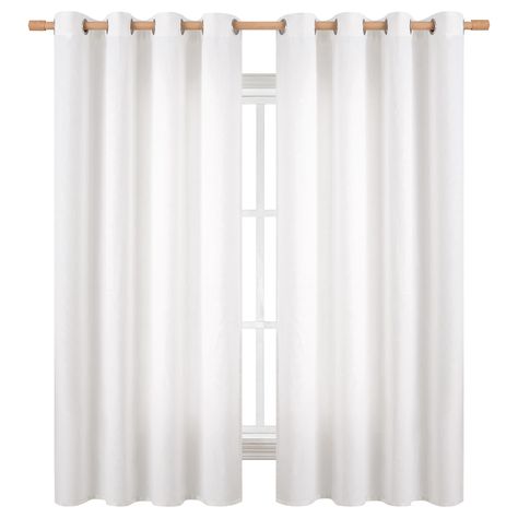 PRICES MAY VARY. Package Include: Linen like pure white curtains 63 inch long 2 panels. Each curtain panel measures 52 inches wide, combined width is 104 inches.Each curtain panel has 8 silver metal grommets on top. Fit rods less than 1.6 inch diameter. Easy to hang, and slide smoothly. Luxury Linen Textured: The window curtains adopt faux linen blended fabric, durable, primitive and natural effect make the panels more draped and wrinkle-free. These simple design linen curtains have aesthetic lo Natural Curtains, Room Revamp, Curtain White, Linen Drapery, Privacy Window, Curtain Length, Curtain Sizes, Drape Panel, Farmhouse Living Room