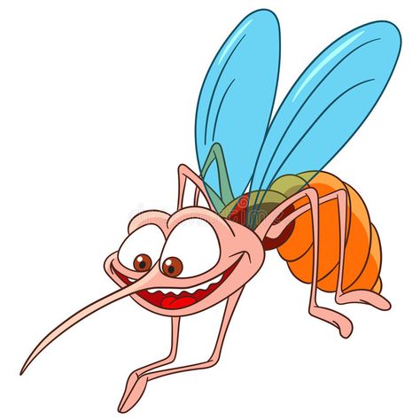 Cute cartoon mosquito. Cute happy and hungry bloodsucking cartoon mosquito is ready to bite somebody, isolated on a white background vector illustration Escorpion Mortal Kombat, Cartoon Mosquito, Funny Mosquito, Inkscape Tutorials, Mosquito Control, San Dimas, Illustration Noel, Bugs And Insects, Cartoon Pics