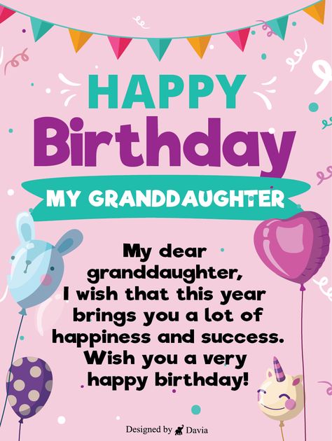 This ecard is reserved for special granddaughters only. Fortunately, you granddaughter is one of them. The colorful and fun birthday ecard has a great message to share with a special granddaughter on her birthday. It's easy to send, and we guarantee it will make her smile. Grandaughter Birthday Quotes, Happy Birthday Grand Daughter, Happy B Day Cards, Birthday Greetings For Brother, Happy Birthday Granddaughter, Birthday Granddaughter, Birthday Msgs, Blessed Birthday, Granddaughter Quotes