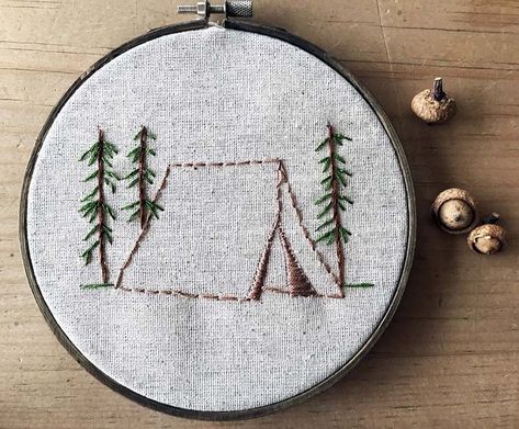 Cute Camping Tent, Tent Embroidery, Camping Pattern, Cute Camping, Embroider Ideas, Valentine Embroidery, Learning To Embroider, You Perfect, Diy Embroidery Designs