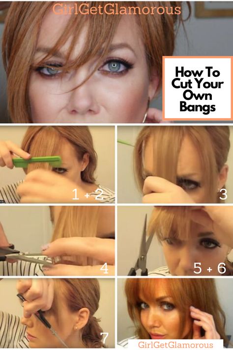 Cut Side Bangs, Cut Your Own Bangs, Bangs At Home, Trim Bangs, Cut Own Hair, Bangs Tutorial, Hair Codes, How To Cut Your Own Hair, Diy Haircut