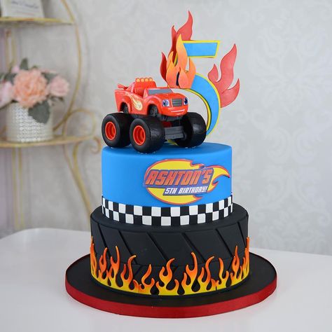 183 Likes, 5 Comments - Elegant Temptations Cakes (@etcakes) on Instagram: “Blaze and the Monster Machine cake for Ashton’s 5th birthday. #etcakes #birthdaycakes #miamicakes…” Blaze Birthday Cake, Blaze And The Monster Machines Cake, Bolo Blaze, Blaze Cakes, Monster Truck Birthday Cake, Blaze Birthday Party, Γενέθλια Mickey Mouse, Blaze Party, Blaze And The Monster Machines Party