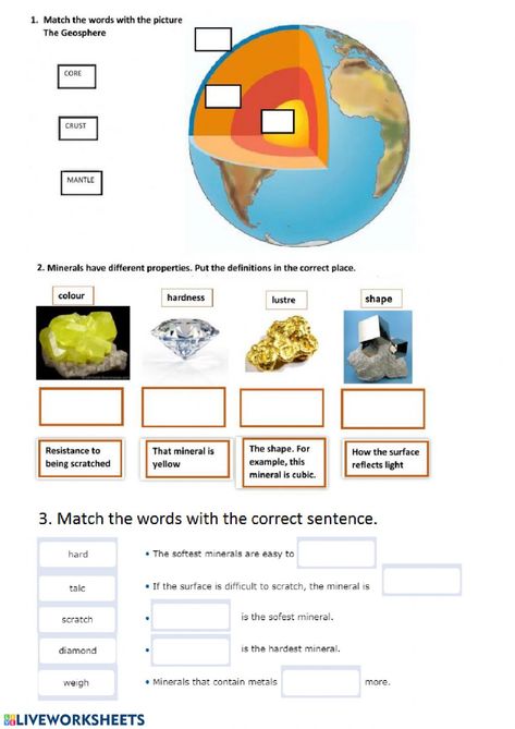 Minerals - Interactive worksheet Types Of Rocks Worksheet, Minerals Worksheet, Rocks Worksheet, Flashcard Maker, Scientific Notation Worksheet, Types Of Rocks, Scientific Notation, Rock Cycle, Social Studies Worksheets