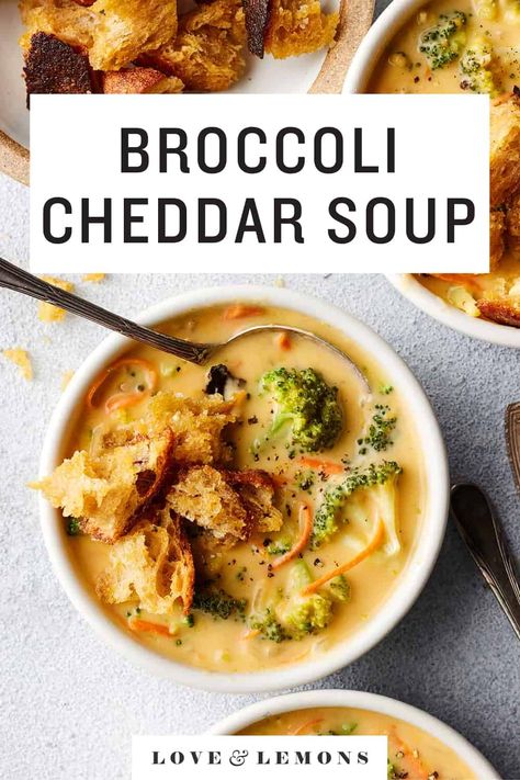 Broccoli Cheddar Soup Recipe - Love and Lemons Homemade Broccoli Cheddar Soup, Easy Broccoli Cheddar Soup, Paleo Soups, Broccoli Cheddar Soup Recipe, Cheddar Soup Recipe, Healthy Broccoli, Daniel Plan, Broccoli Cheese Soup Recipes, Soup Healthy