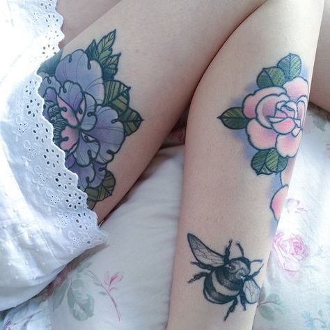 - ̗̀P I N T E R E S T : @cocoancinnamon Bee Tattoo, Peony Rose, Girly Tattoos, Hot Tattoos, Free Tattoo, Dream Tattoos, Feminine Tattoos, Feel Pretty, Skin Art