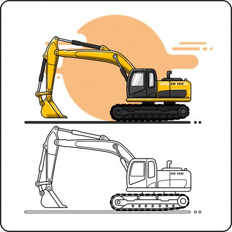 #Excavator by freepik.com/garistipis Excavator Drawing, Engineer Cartoon, Cartoon Llama, Arrow Illustration, Cleaning Kids Room, Spirit Tattoo, Cat Excavator, Hand Drawn Arrows, Arrow Drawing