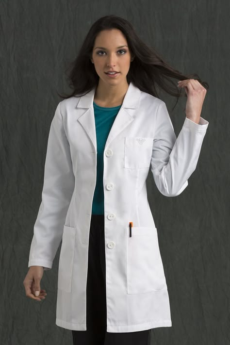 Lab Coat Fashion, Doctor White Coat, Women's Lab Coats, Women's Lab Coat, Med Couture Scrubs, White Lab Coat, Healthcare Uniforms, Medical Fashion, Doctor Outfit