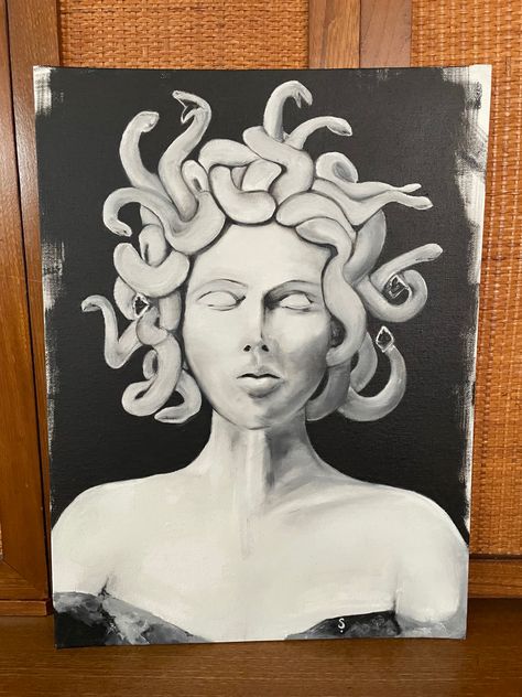 Medusa Acrylic Painting, Medusa Painting, Imperfect Art, Sketch Ideas, Greek Mythology, Painting Acrylic, Painting Ideas, Art Inspo, Oil On Canvas