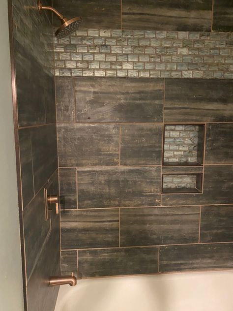 Qualis Ceramica bath tile Copper Grout, Bath Tile, Closet Remodel, Bath Tiles, Bath Remodel, Grout, New Kitchen, Bathrooms Remodel, Bathrooms