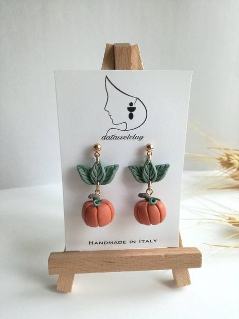 Pumpkin Clay Earrings, Fall Clay Earrings, Autumn Clay Earrings, Polymer Clay Earrings by datasselclay on Etsy Autumnal Polymer Clay Earrings, Fall Inspired Clay Earrings, Fall Clay Jewelry, Pumpkin Polymer Clay Earrings, Fall Clay Earring Ideas, Autumn Polymer Clay Earrings, Fall Polymer Clay Ideas, October Earrings, Pumpkin Clay Earrings