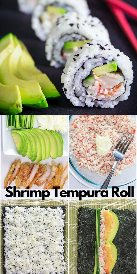 Sushi Shrimp Recipes, Crystal Shrimp Sushi Roll, How To Make Tempura Sushi, Tempura Shrimp Sushi Bowl, Homemade Shrimp Tempura Sushi, How To Make Shrimp Tempura Sushi, Shrimp Tempura Sushi Roll Recipe, Shrimp Tempura Recipe Sushi, Sushi Recipes With Shrimp