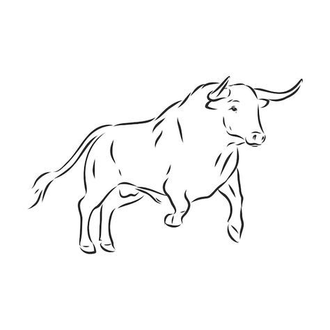 Pintura lineal en blanco y negro dibujar... | Premium Vector #Freepik #vector #bufalo #vaca-cara #bisonte #cuernos-toro Bull Silhouette Tattoo, Long Horn Drawing, Bull Art Drawing, Toro Vector, Bull Sketch, Toros Tattoo, Bull Drawing, Bull Art, Bull Tattoos