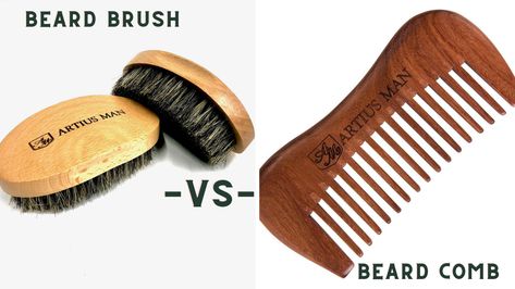 A beard brush vs. a beard comb - which one is right for you? Beard Brush Men, Natural Oils For Skin, Beard Butter, Beard Comb, Beard Brush, Short Beard, Beard Combs, Long Beards, Mens Gear