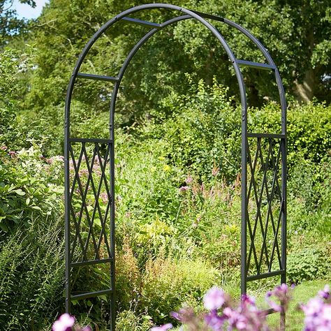 Buy Lattice garden arch - black : Delivery by Waitrose Garden Lattice Garden, Garden Archway, Narrow Garden, Planting Peonies, Garden Obelisk, Back Garden Design, Garden Idea, Garden Makeover, Buy Plants