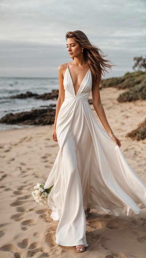 Bali Wedding Dress, Beach Wedding Dress Ideas, Simple Elegant Wedding Dress, Beach Bridal Dresses, Beach Bridal Gown, Boho Beach Wedding, Beach Wedding Dress Boho, Beach Wedding Inspiration, Cute Wedding Dress