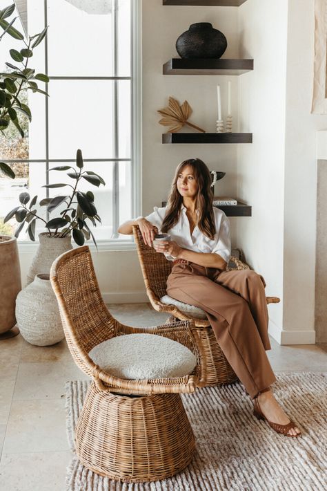 7 Simple Ways to Refresh Your Home This Spring, According to Designers Wicker Swivel Chair, Wide Bookcase, Rattan Lounge Chair, Accent Ottoman, Woven Furniture, Inexpensive Furniture, Leather Bed, Interior Design Companies, Affordable Furniture