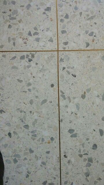 Golden brass spacers between the terrazzo tiles! Terrazo Flooring, Best Bathroom Flooring, Tiled Hallway, Balcony Flooring, Black Tile, Terrazzo Tile, Brass Inlay, Terrazzo Tiles, Black And White Tiles