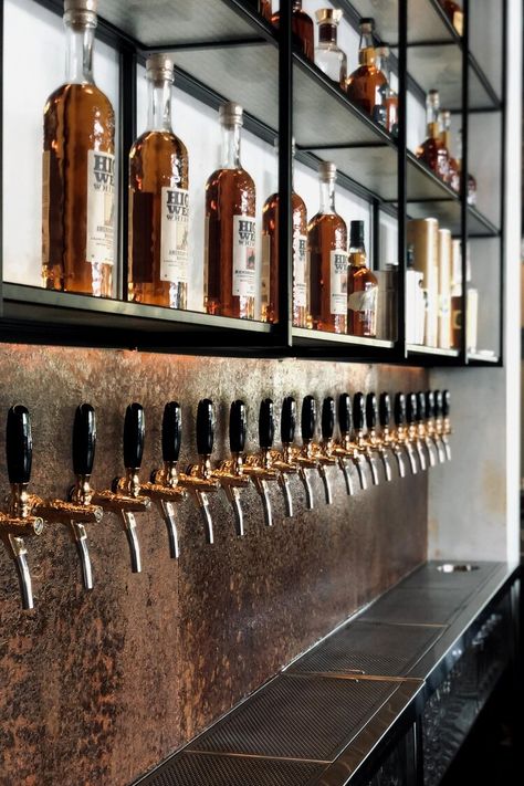 Taproom Design Brewery, Brewery Bar Design, Beer Tap Display, Taproom Design, Brewery Interior Design, Singapore Bar, Modern Brewery, Brewery Interior, Billiards Bar