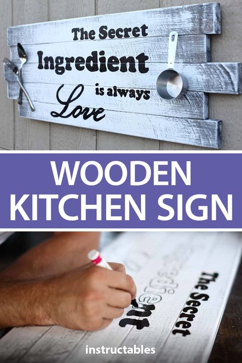 Wooden Signs For Kitchen, Diy Kitchen Wall Decor Ideas, Diy Kitchen Decor Wall Art, Wooden Kitchen Utensils Decor, Large Kitchen Signs Diy, Diy Wooden Kitchen, Kitchen Wood Signs Quotes, Kitchen Art Diy, Moms Kitchen Sign Home Decor