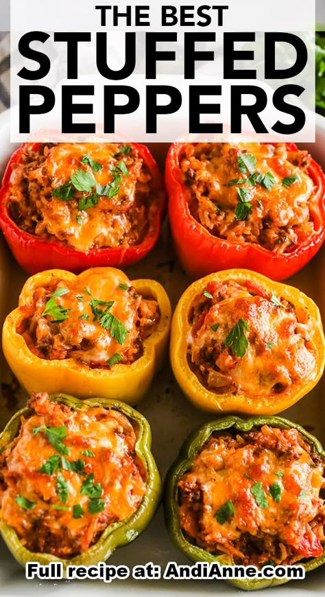 Cheese Stuffed Bell Peppers, Best Stuffed Peppers, Best Stuffed Pepper Recipe, Stuffed Peppers Recipe, Bell Pepper Recipes, Cheese Stuffed, Health Dinner Recipes, Beef Recipes Easy, Peppers Recipes