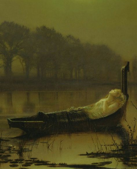 John Atkinson Grimshaw, Lady Of Shalott, Atkinson Grimshaw, The Lady Of Shalott, Google Art Project, Pre Raphaelite, Arte Obscura, British Art, The Darkness