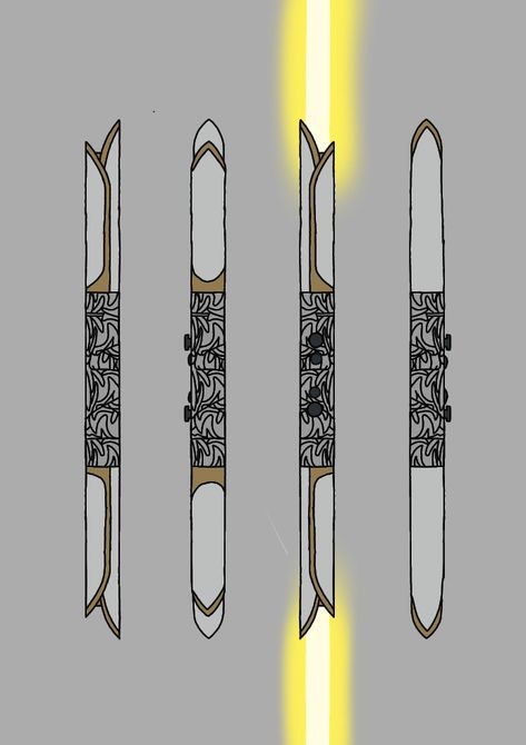 Lightsaber Design Ideas Drawing, White Lightsaber Art, Lightsaber Design Ideas, Star Wars Lightsaber Concept Art, Lightsaber Drawing, Design Ideas Drawing, Gray Jedi, Curved Lightsaber Hilt, Curved Lightsaber