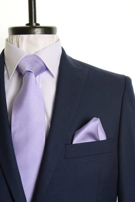 Dark Blue Suit With Purple Tie, Black Suit With Lavender Tie, Navy Suit With Purple Tie, Groom Suit Lavender, Purple Suits For Men Wedding Ideas, Suit With Purple Tie, Purple And Gray Wedding, Lavender Wedding Theme, Best Wedding Suits