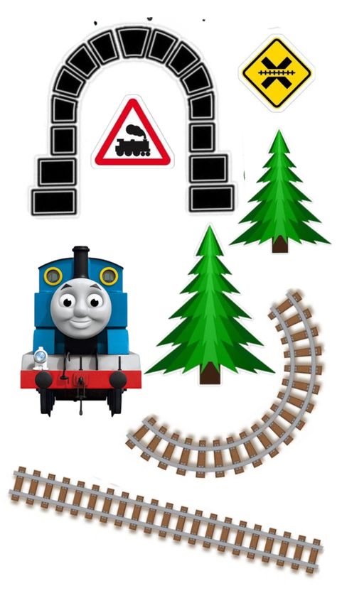 Topper Thomas, Rel Kereta Api, Rel Kereta, Thomas Train Birthday, Camera Cakes, Thomas Cakes, Car Cake Toppers, Thomas Birthday, Thomas Train