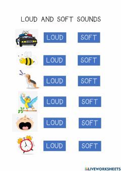 Music Worksheets For Preschool, Loud And Soft Sounds Activities, Soft And Loud Sounds Worksheets, Sound Deletion Activities, Soft Sound And Loud Sound Worksheet, Soft And Loud Sounds Kindergarten, Sound First Grade Science, Sound Worksheets Science Grade 1, Final Sound Worksheet