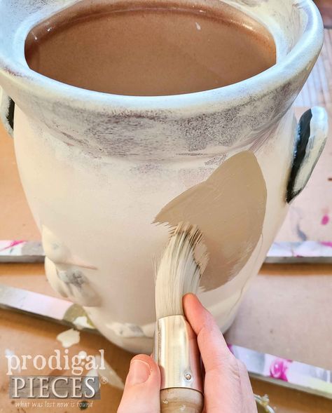 Painting Ceramic Churn | prodigalpieces.com | How to Paint Ceramic Paint A Ceramic Pot, Painting Over Ceramic Vase, Paint Glazed Pots, Spray Paint Ceramic Pots, How To Paint Glazed Ceramic Pots, How To Paint A Ceramic Pot, Repaint Ceramic Pot, Painting Glazed Ceramic Pots, How To Paint Ceramic Vase