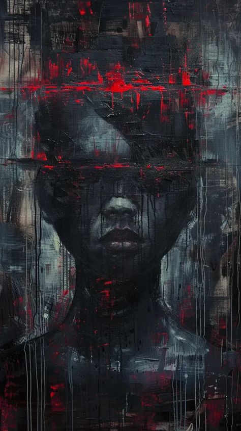 This is an abstract painting. The colors are dark and the brushstrokes are thick ->> more details in ai-img-gen.com Oil Painting Aesthetic Dark, Emotional Expression, Dark Paintings, Dark Art Illustrations, Drip Painting, Beginner Painting, Red Paint, Say What, Dark Fantasy Art