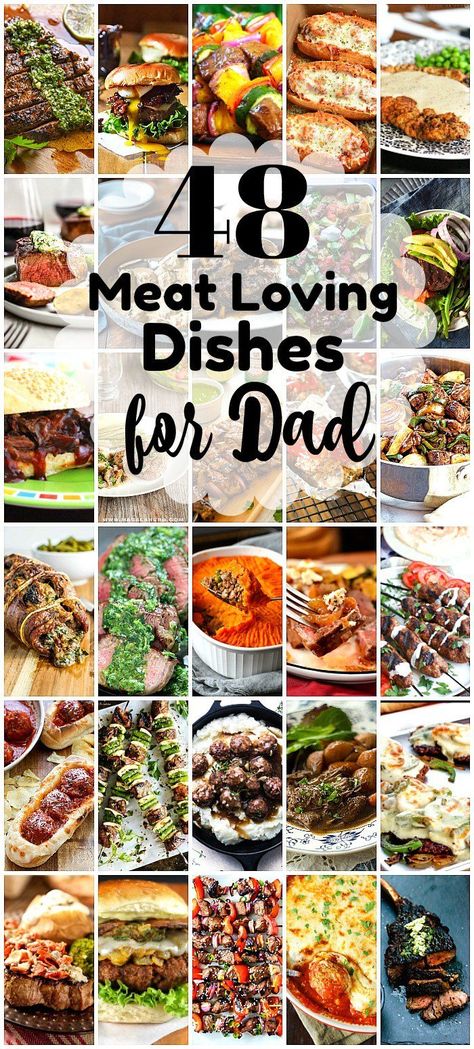 48 Best Recipes For Meat-Loving Dads #fathersday #beef #steak #filetmignon #grilled #grilledsteak #kabobs #groundbeef #burgers #summer #father #parademagazine Fathers Day Dinner Ideas, Meat Lovers Recipes, Country Food, Meat Love, Mignon Steak, Manly Man, Family Style Meals, Meat Dinners, Grilled Burgers