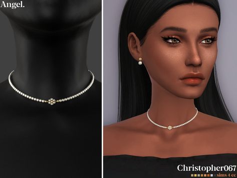 Sims 4 Tattoos, Sims 4 Piercings, Girls Choker, Hair Earrings, Sims 4 Body Mods, Play Sims, Bead Flower, Sims 4 Dresses, Angel Earrings