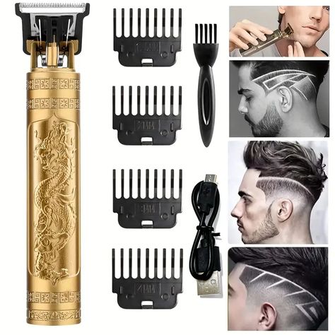 Professional Cordless Electric Hair Clipper And Beard Trimmer Haircut Grooming Kit With Usb Charging - Beauty & Health - Temu Mens Hair Clippers, Hair Trimmer For Men, Body Shaver, Beard Shaver, Bawah Air, Electric Shaver Men, Beard Trimmer, Electric Hair Clippers, Trimmer For Men