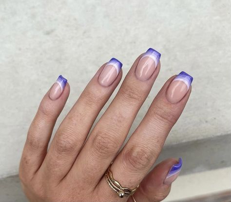 Double Purple French Tip Nails, Purple Negative Space Nails, Blue And Purple French Tip Nails, Purple French Nails, Purple French Tip, Purple French, Clothing Finds, Purple Line, Glamorous Nails