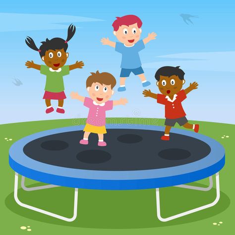 Kids Playing on Trampoline. A group of multicultural kids playing on trampoline. , #Aff, #group, #multicultural, #Trampoline, #Kids, #Playing #ad Pula Pula, Murals For Kids, Trampoline Park, Children Images, Kids Church, Vector Clipart, Classroom Themes, Amusement Park, Children Illustration