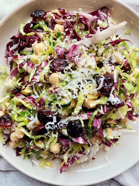 winter cabbage salad Winter Cabbage Salad, Flax Seed Wraps, Cruciferous Salad, Warm Cabbage Salad, Cabbage Salads, Lemon Garlic Dressing, Salad With Cranberries, Garlic Dressing, Radicchio Salad