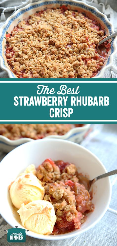 Strawberry Rhubarb Recipes, Oatmeal Crumble, Oatmeal Crisp, Crisp Desserts, Rhubarb Strawberry, Strawberry Crisp, Strawberry Rhubarb Crisp, Spring Dessert, Rhubarb Crisp