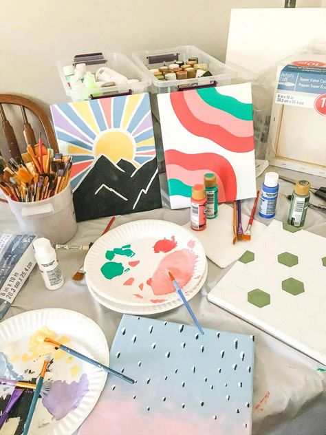 10 New Craft Ideas To Help You Pass Your Sunday Afternoon Wall Painting Ideas Aesthetic, Trippy Painting, Small Canvas Paintings, Simple Canvas Paintings, Cute Canvas Paintings, Easy Canvas Art, Cute Paintings, Cute Canvas, Canvas Painting Diy